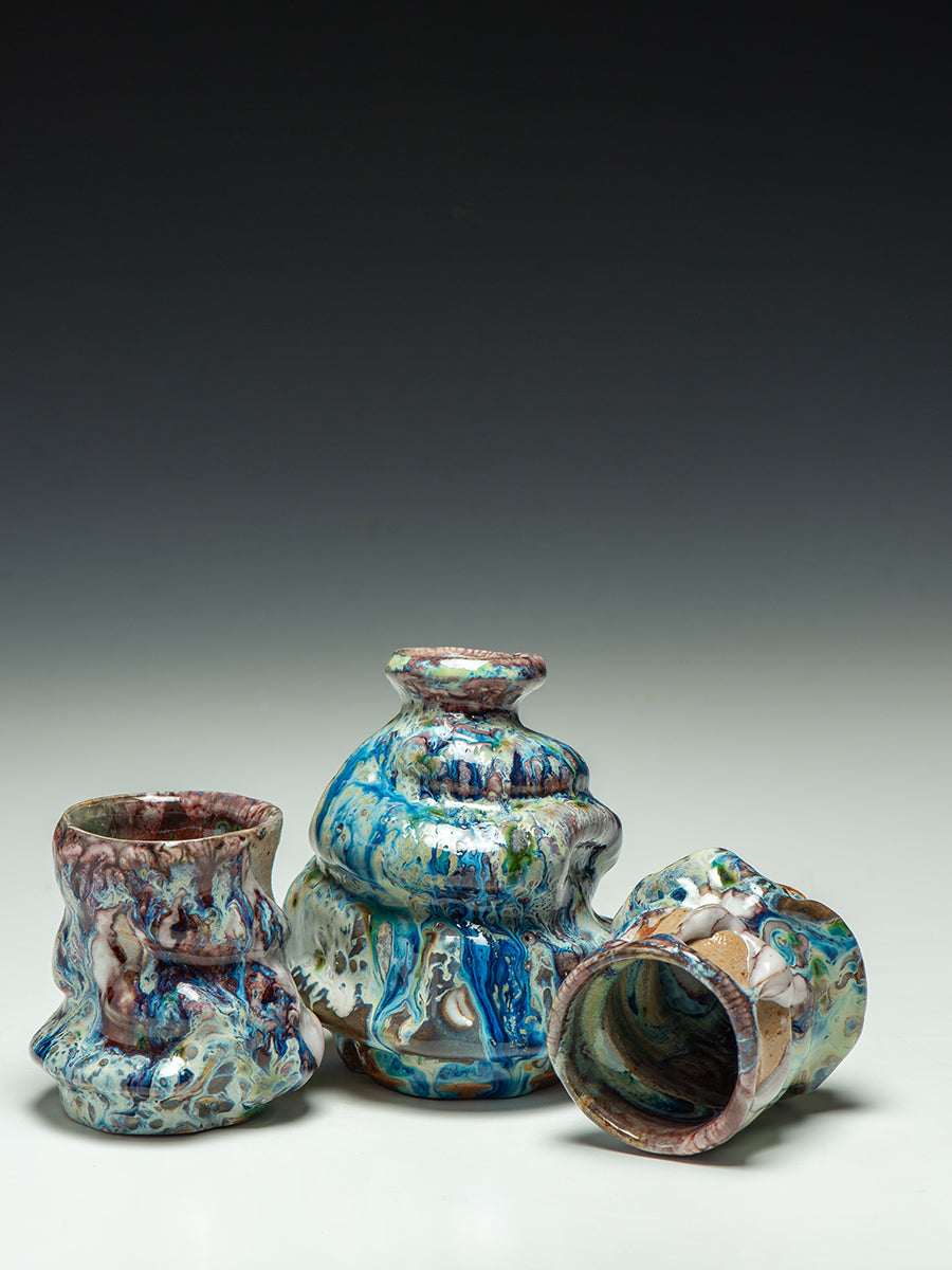 5618 Oni-Glazed sake set/wine set/pouring piece – Dick Lehman Clay Art