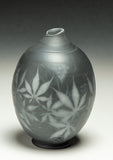 #6510  SAGGAR-FIRED BOTTLE with Virginia Creeper and dill