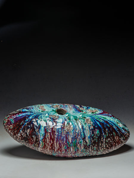 #6954 Oni-Glazed Oval Vase/Sculpture