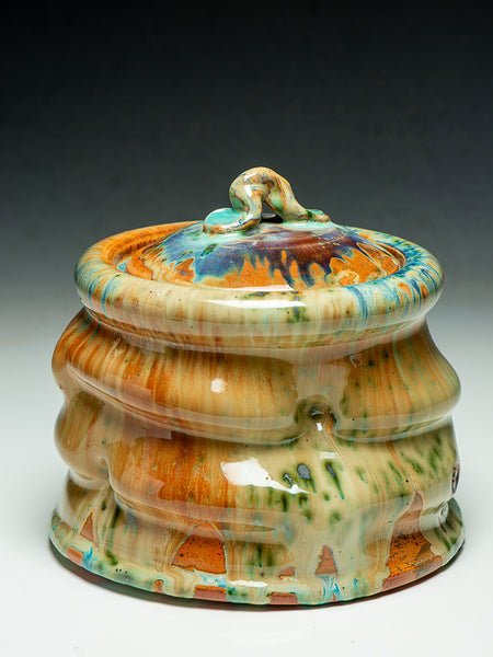 #6969 Oni-Glazed Lidded Jar/ Mizusashi