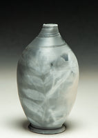 #6498  SAGGAR-FIRED BOTTLE with bamboo, sumac, wild grape leaves