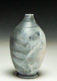 #6498  SAGGAR-FIRED BOTTLE with bamboo, sumac, wild grape leaves