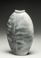 #6502  SAGGAR-FIRED BOTTLE with sumac, ferns and sassafras