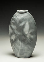#6502  SAGGAR-FIRED BOTTLE with sumac, ferns and sassafras