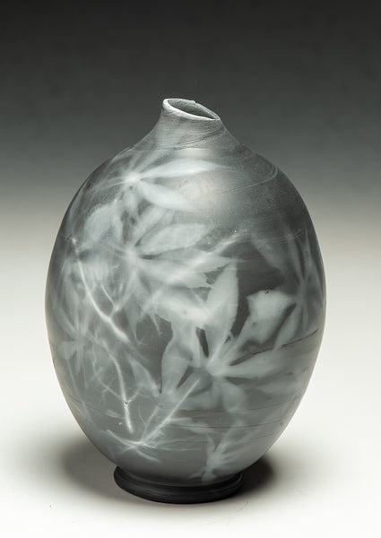 #6510  SAGGAR-FIRED BOTTLE with Virginia Creeper and dill