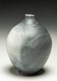 #6514  SAGGAR-FIRED BOTTLE with Columbine flowers, sumac and fern