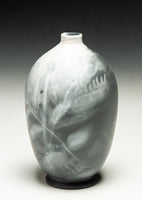 #6522  SAGGAR-FIRED BOTTLE with Virginia Creeper, sumac and fern