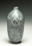 #6526  SAGGAR-FIRED BOTTLE with bamboo, sumac and fern